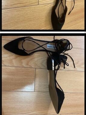 Steve Madden Black Pointed Toe Lace-Up Heels